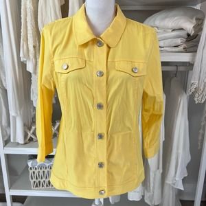 Christopher & Banks size medium yellow 3/4 sleeve jacket, sunny, casual #1297